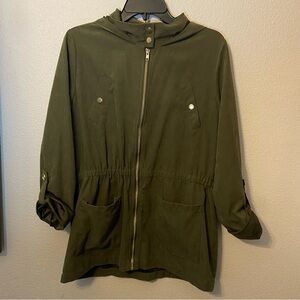 Sweet Wanderer Olive Green Utility Jacket with Hood Large
